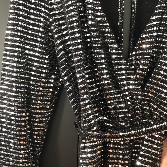 TOPSHOP BLACK + SILVER ROMPER - Picture 2 of 5